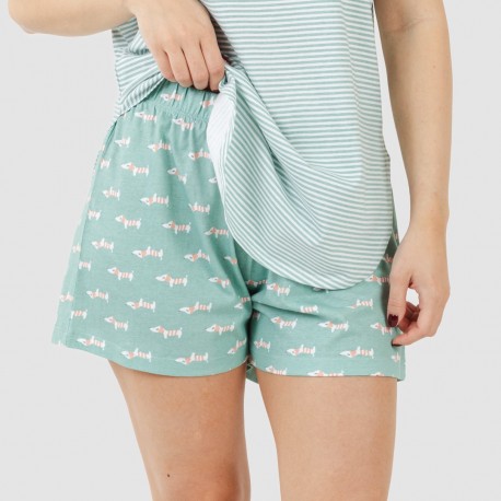 Pigiama corto canotta cotone Ponder turchese