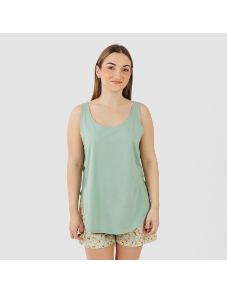 Pigiama corto canotta cotone Pamela verde Pigiama corto canotta cotone Pamela verde