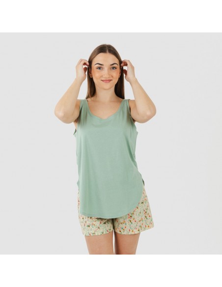 Pigiama corto canotta cotone Pamela verde Pigiama corto canotta cotone Pamela verde