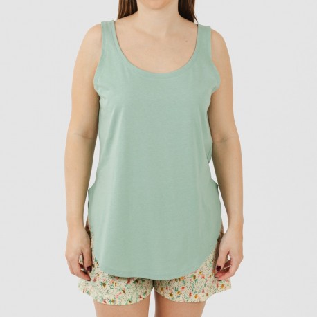 Pigiama corto canotta cotone Pamela verde