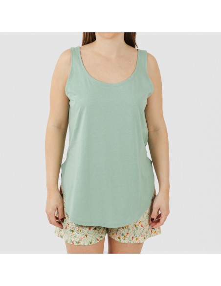 Pigiama corto canotta cotone Pamela verde Pigiama corto canotta cotone Pamela verde