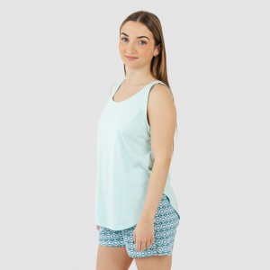 Pigiama corto canotta cotone Galieni turchese 2