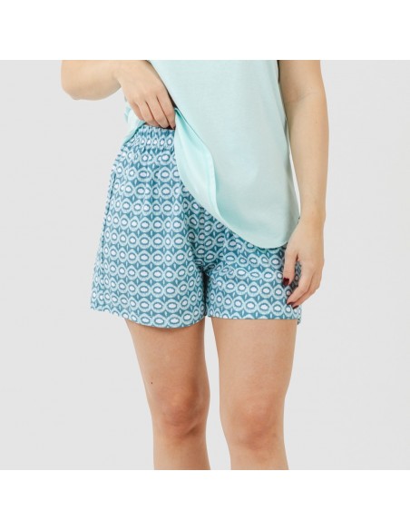 Pigiama corto canotta cotone Galieni turchese
