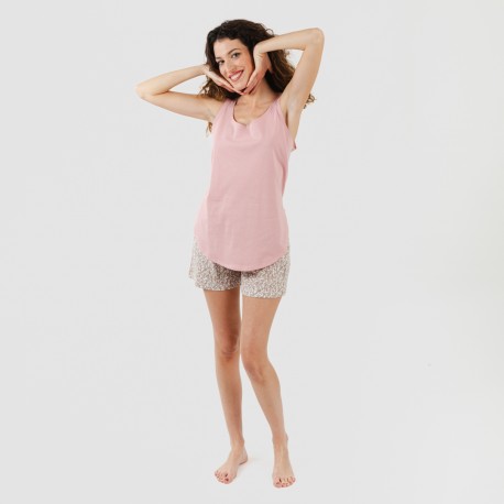 Pigiama corto canotta cotone Sofia rosa