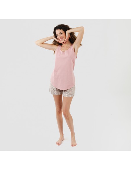 Pigiama corto canotta cotone Sofia rosa Pigiama corto canotta cotone Sofia rosa