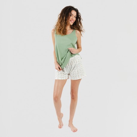 Pigiama corto canotta cotone Nevada verde