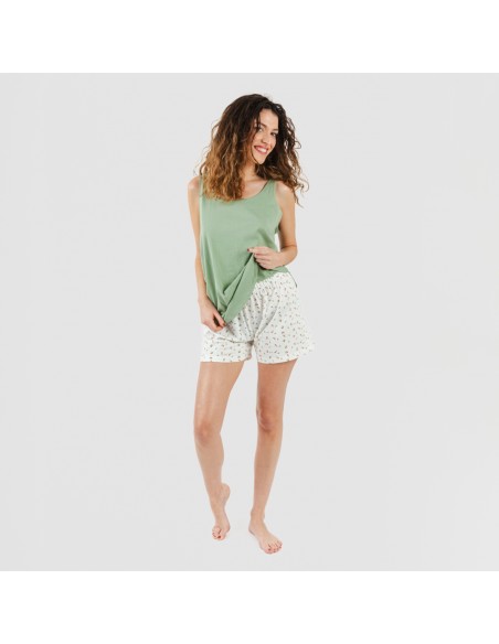 Pigiama corto canotta cotone Nevada verde Pigiama corto canotta cotone Nevada verde