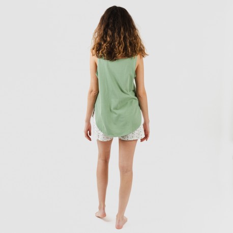 Pigiama corto canotta cotone Nevada verde