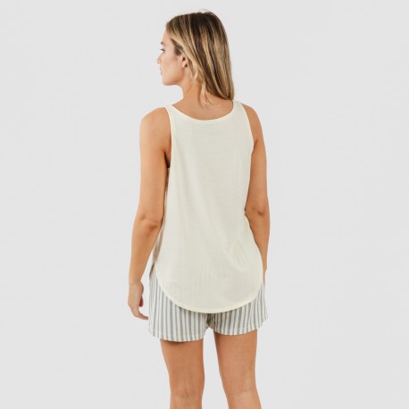 Pigiama corto canotta cotone Raya Brighton bianco antico