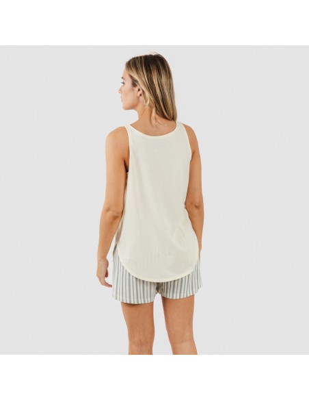 Pigiama corto canotta cotone Raya Brighton bianco antico Pigiama corto canotta cotone Raya Brighton bianco antico