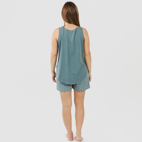 Pigiama corto canotta cotone Tiara turchese