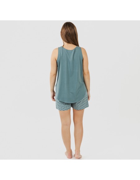 Pigiama corto canotta cotone Tiara turchese Pigiama corto canotta cotone Tiara turchese