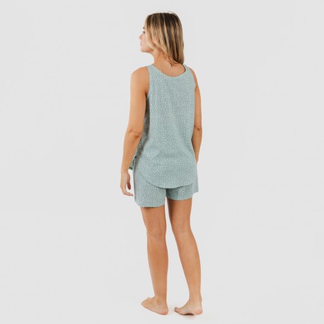 Pigiama corto canotta cotone Anita verde sbiadito