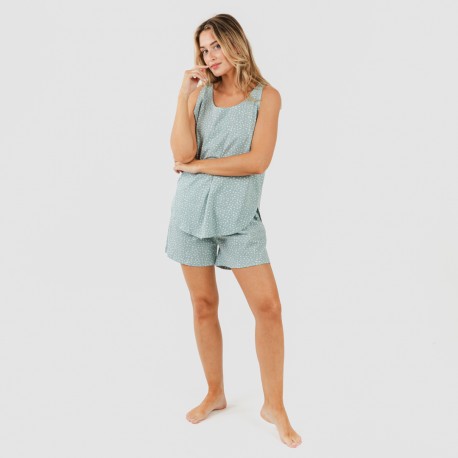 Pigiama corto canotta cotone Anita verde sbiadito