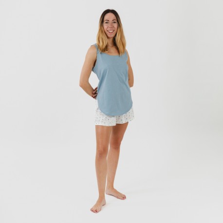 Pigiama corto canotta cotone Inés indaco