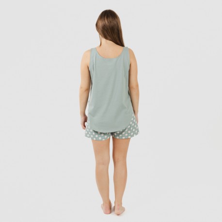 Pigiama corto canotta cotone Irati verde militare