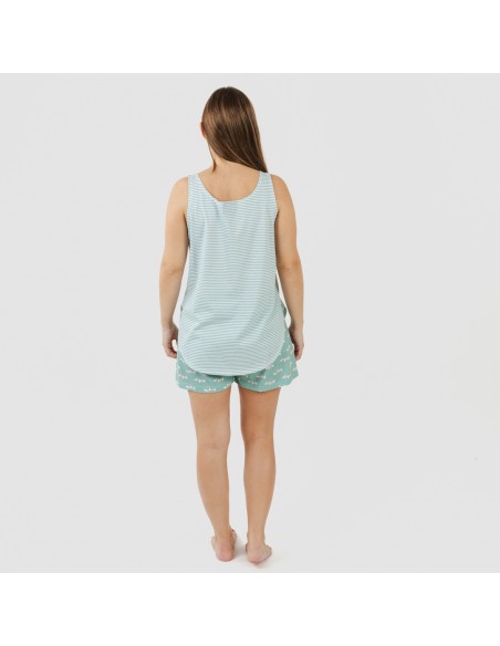 Pigiama corto canotta cotone Ponder turchese