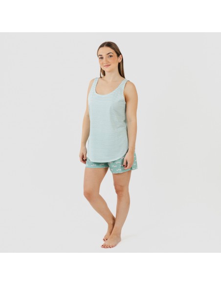 Pigiama corto canotta cotone Ponder turchese