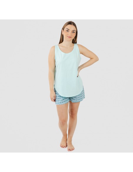 Pigiama corto canotta cotone Galieni turchese