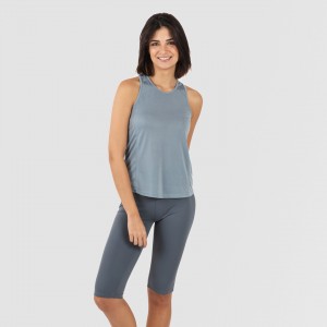 Set sportivo leggings corti donna indaco chiaro - scuro