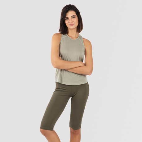 Set sportivo leggings corti donna verde foglia/militare abbigliamento-sportivo-donna