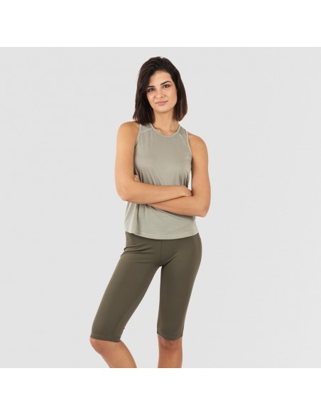 Set sportivo leggings corti donna verde foglia - militare