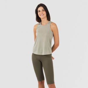 Set sportivo leggings corti donna verde foglia - militare 2