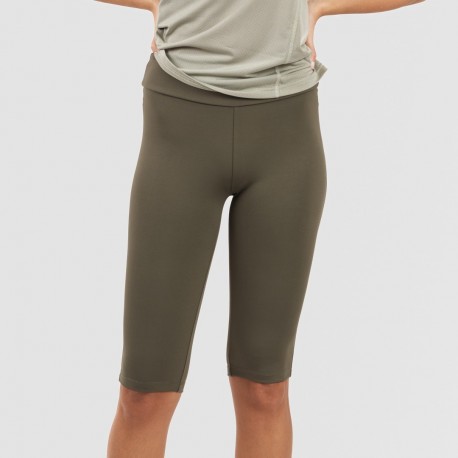 Set sportivo leggings corti donna verde foglia - militare