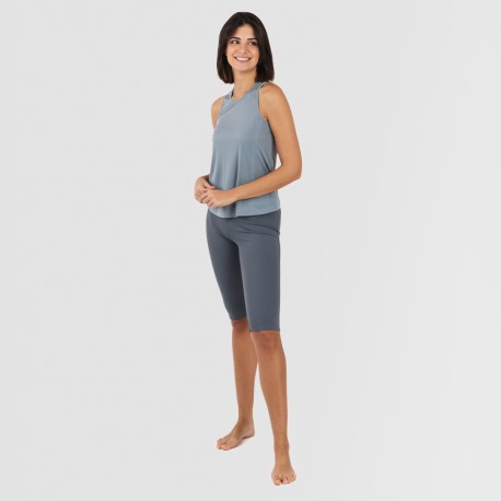 Set sportivo leggings corti donna indaco chiaro - scuro