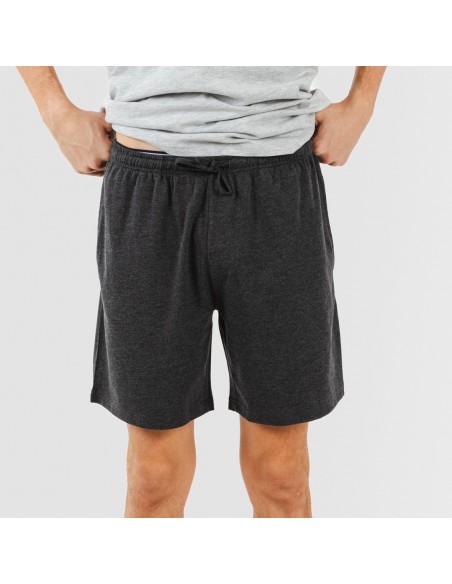 Pigiama corto uomo con bottoni grigio perla - antracite Pigiama corto uomo con bottoni grigio perla - antracite