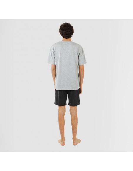 Pigiama corto uomo con bottoni grigio perla - antracite Pigiama corto uomo con bottoni grigio perla - antracite