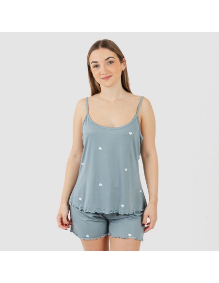 Pigiama con spalline soft Hearts indaco