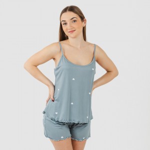 Pigiama con spalline soft Hearts indaco 2