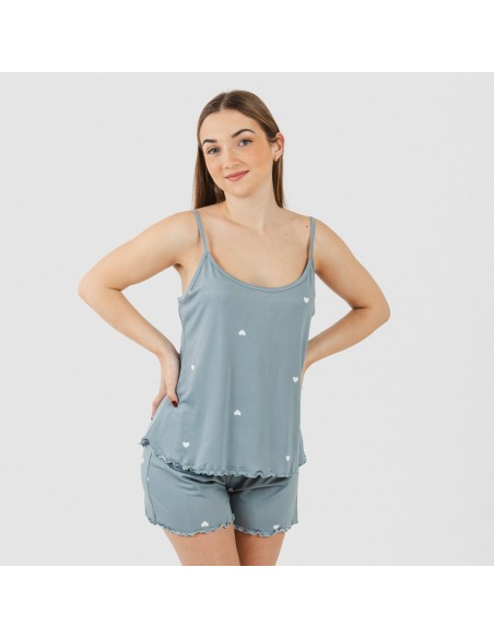 Pigiama con spalline soft Hearts indaco