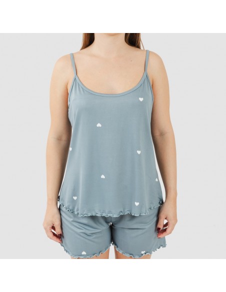 Pigiama con spalline soft Hearts indaco