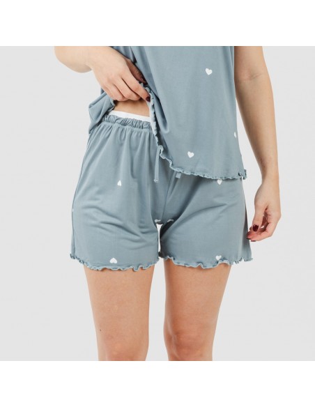 Pigiama con spalline soft Hearts indaco