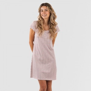 Vestito manica corta con bottoni in cotone Louise marsala