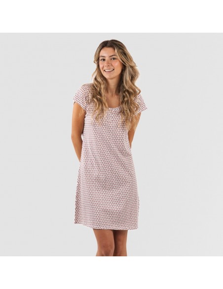 Vestito manica corta con bottoni in cotone Louise marsala Vestito manica corta con bottoni in cotone Louise marsala