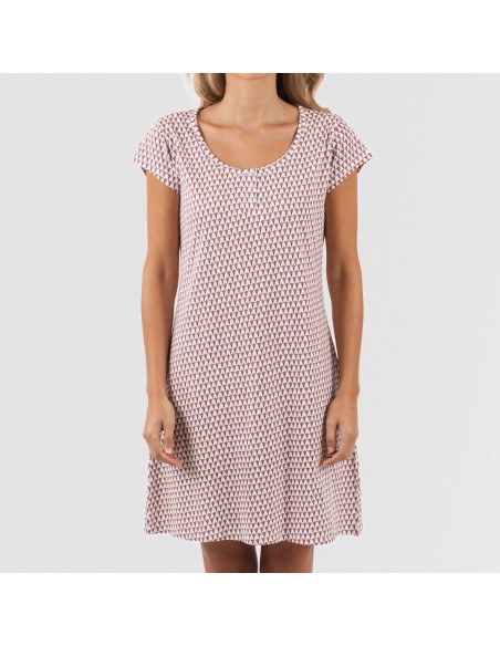 Vestito manica corta con bottoni in cotone Louise marsala Vestito manica corta con bottoni in cotone Louise marsala