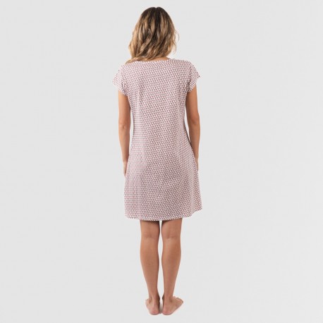 Vestito manica corta con bottoni in cotone Louise marsala