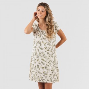 Vestito manica corta con bottoni in cotone Caliope verde militare 2