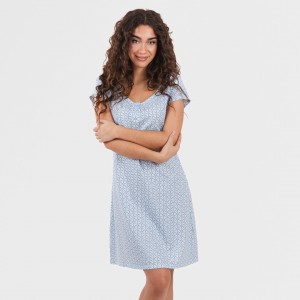 Vestito manica corta con bottoni in cotone Timon celeste