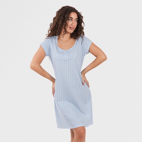 Vestito manica corta con bottoni in cotone Timon celeste