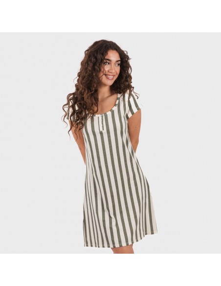 Vestito manica corta con bottoni in cotone Raya Avilés verde militare Vestito manica corta con bottoni in cotone Raya Avilés verde militare