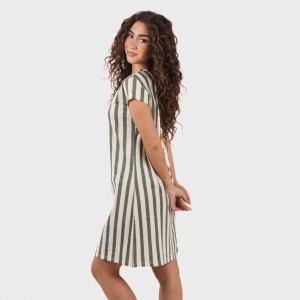 Vestito manica corta con bottoni in cotone Raya Avilés verde militare 2
