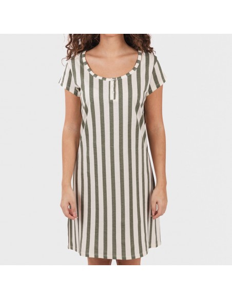 Vestito manica corta con bottoni in cotone Raya Avilés verde militare Vestito manica corta con bottoni in cotone Raya Avilés verde militare