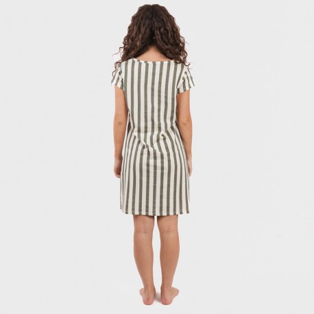 Vestito manica corta con bottoni in cotone Raya Avilés verde militare