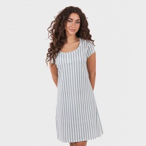 Vestito manica corta con bottoni in cotone Raya Anne turchese