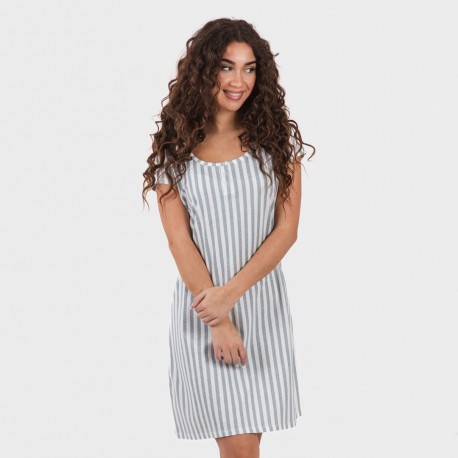 Vestito manica corta con bottoni in cotone Raya Anne turchese