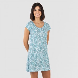 Vestito manica corta con bottoni in cotone Hera turchese